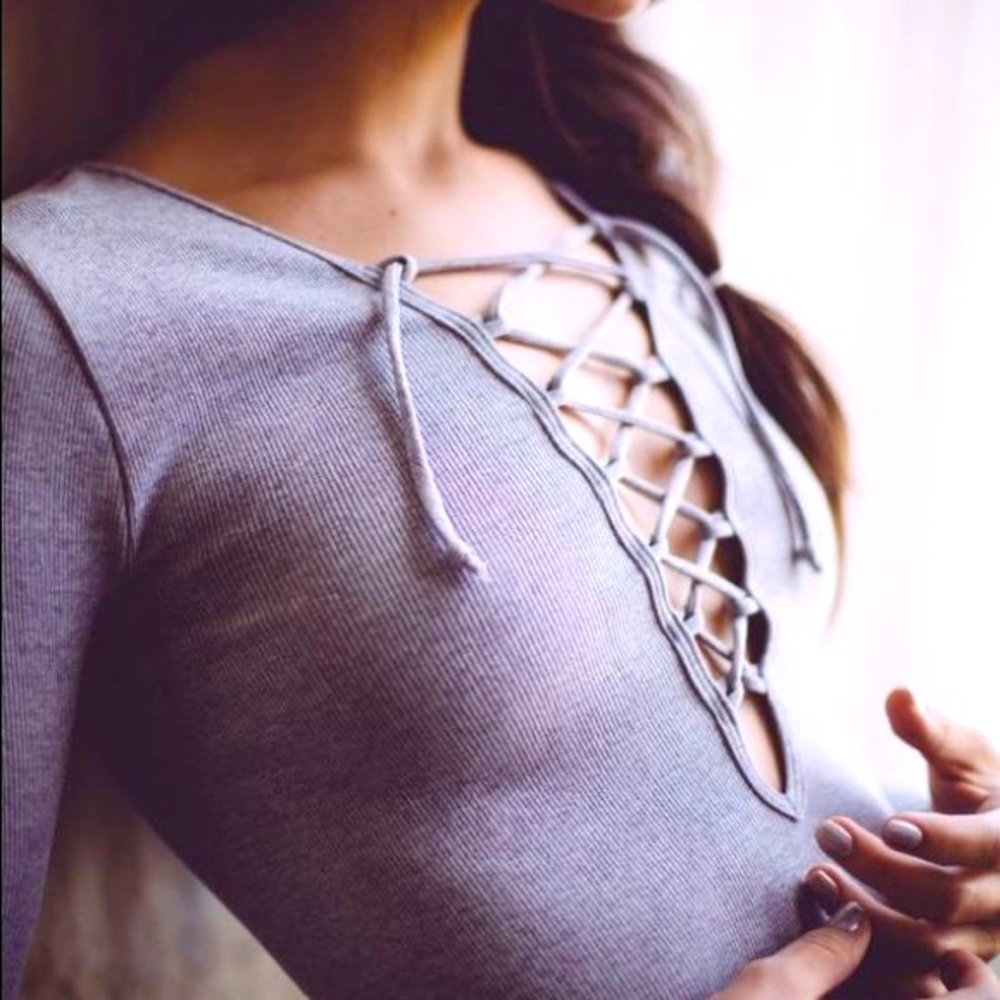 New Free People Lace Up Layering Top